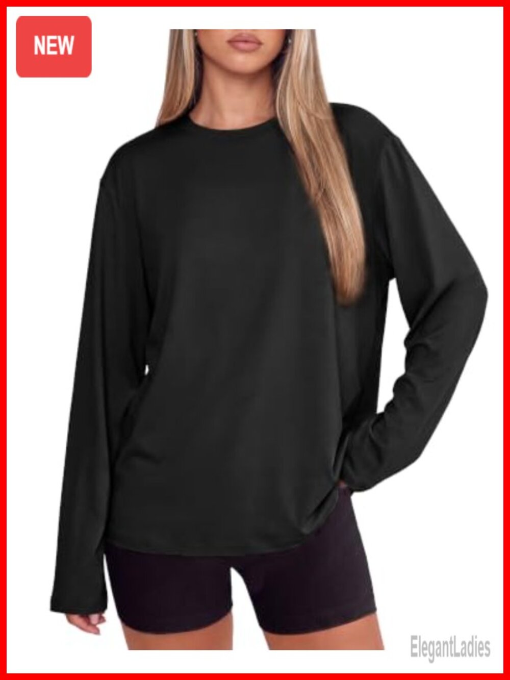 Oversized Long Sleeve T-Shirt Women Soft Stretchy Crew Neck Workout Top
